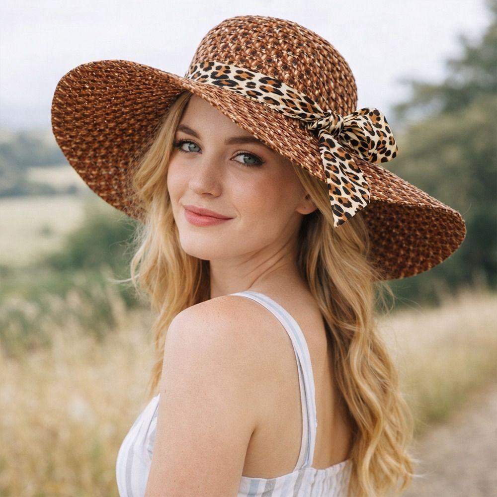 Großer Rand Sommer Sonnenhut Schleife Strohhut Mode Strandkappe für Damen