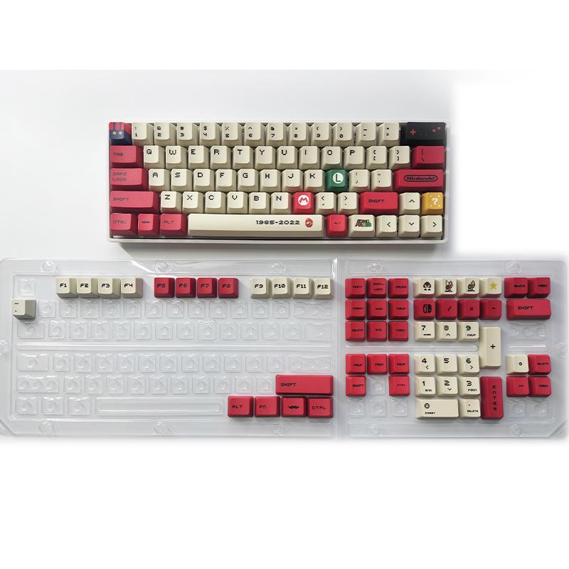 Zhuyin Text Mario Farbsublimierte PBT Personalisierte Tastenkappen, 133 Tasten für Mechanische Tastaturen