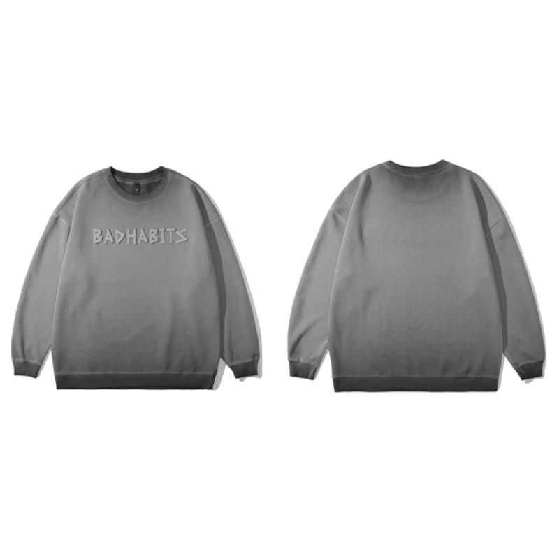 Pánské tričko s tlustým kulatým výstřihem s potiskem ve stylu American Vintage--Lehké a nemačkavé, všestranný dojíždějící svetr s dlouhým rukávem