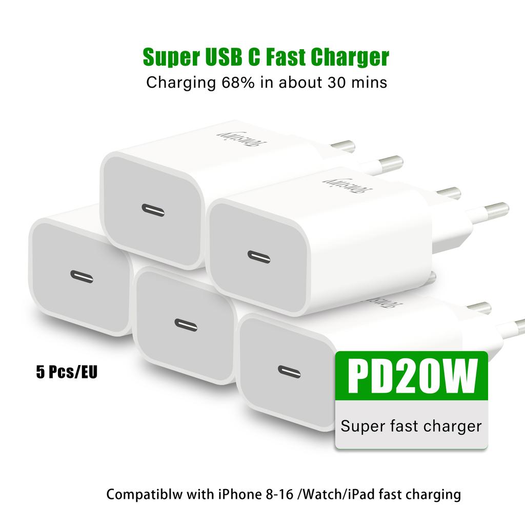 PD 20W USB C Charger Fast Charging Wall Adapter for iPhone 16 15 14 13 12 11 X 8 Pro Max for iPad Apple Phone Adapter Plug EU US