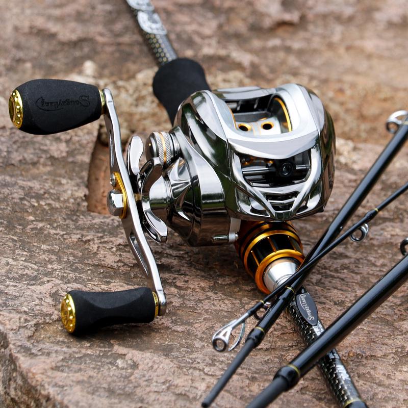 Fishing Reels and Rods Combos Carbon Fiber Fishing Poles with Baitcasting Fishing Reels Bass Fishing