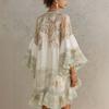 New European and American Style Printed Lotus Leaf Edge Dress Women's Holiday Style Loose and Elegant Fashion Short Dress