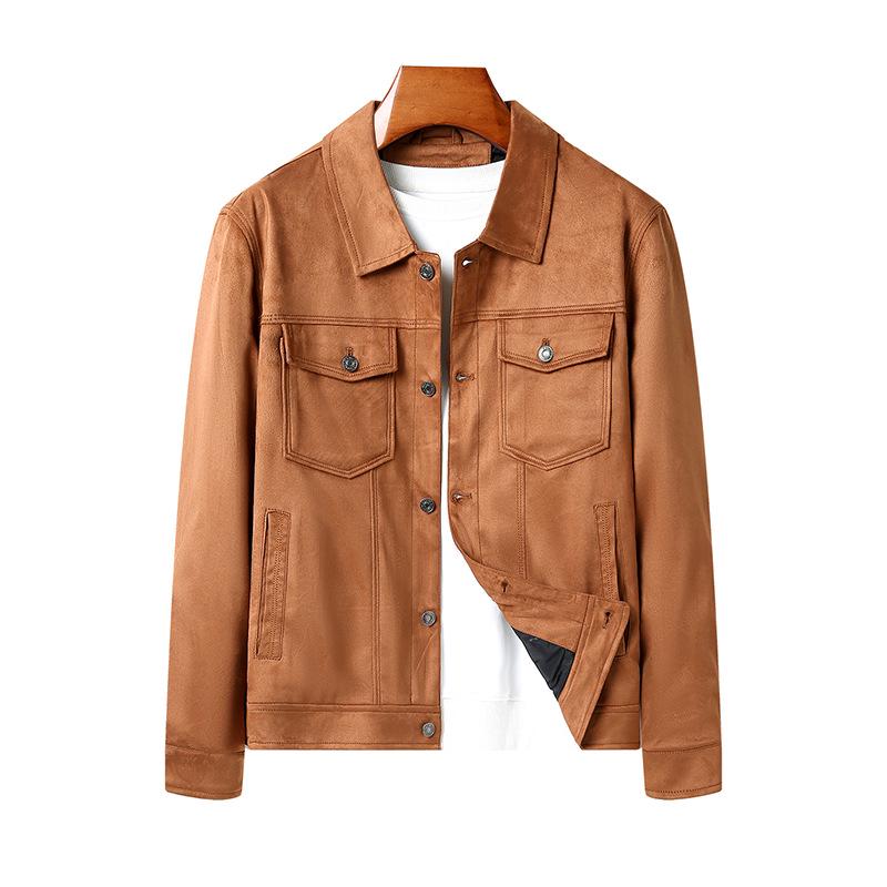 Men's Retro Suede Plush Jacket - Spring/Autumn Thin Workwear Style 1859