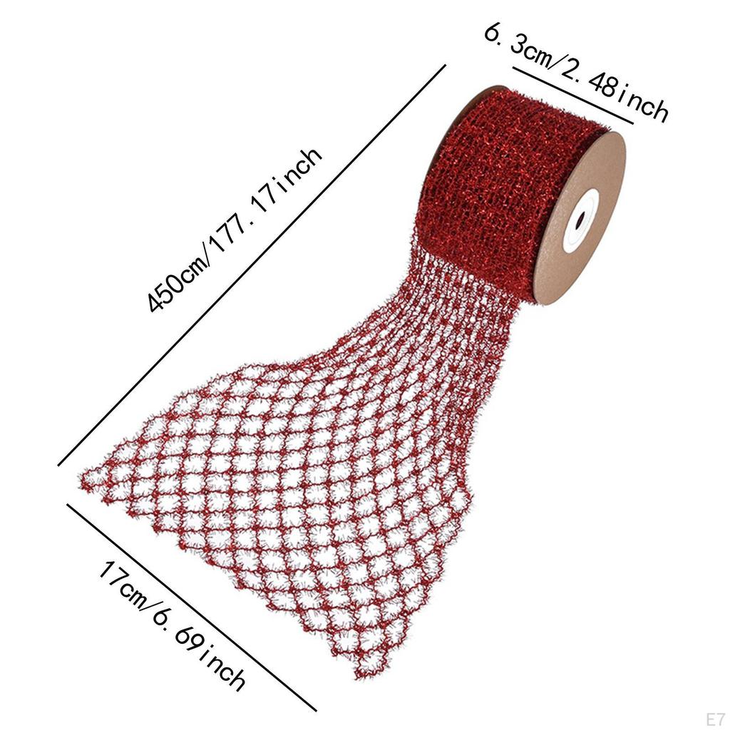 1 Roll Christmas Ribbon Mesh for Making Bows, Flower Bouquets, Wreaths, Garlands