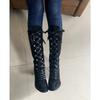High-heeled Fashion Boots 2025 Winter New Slimming Plus-size Thick-heeled Cross-strap Boots