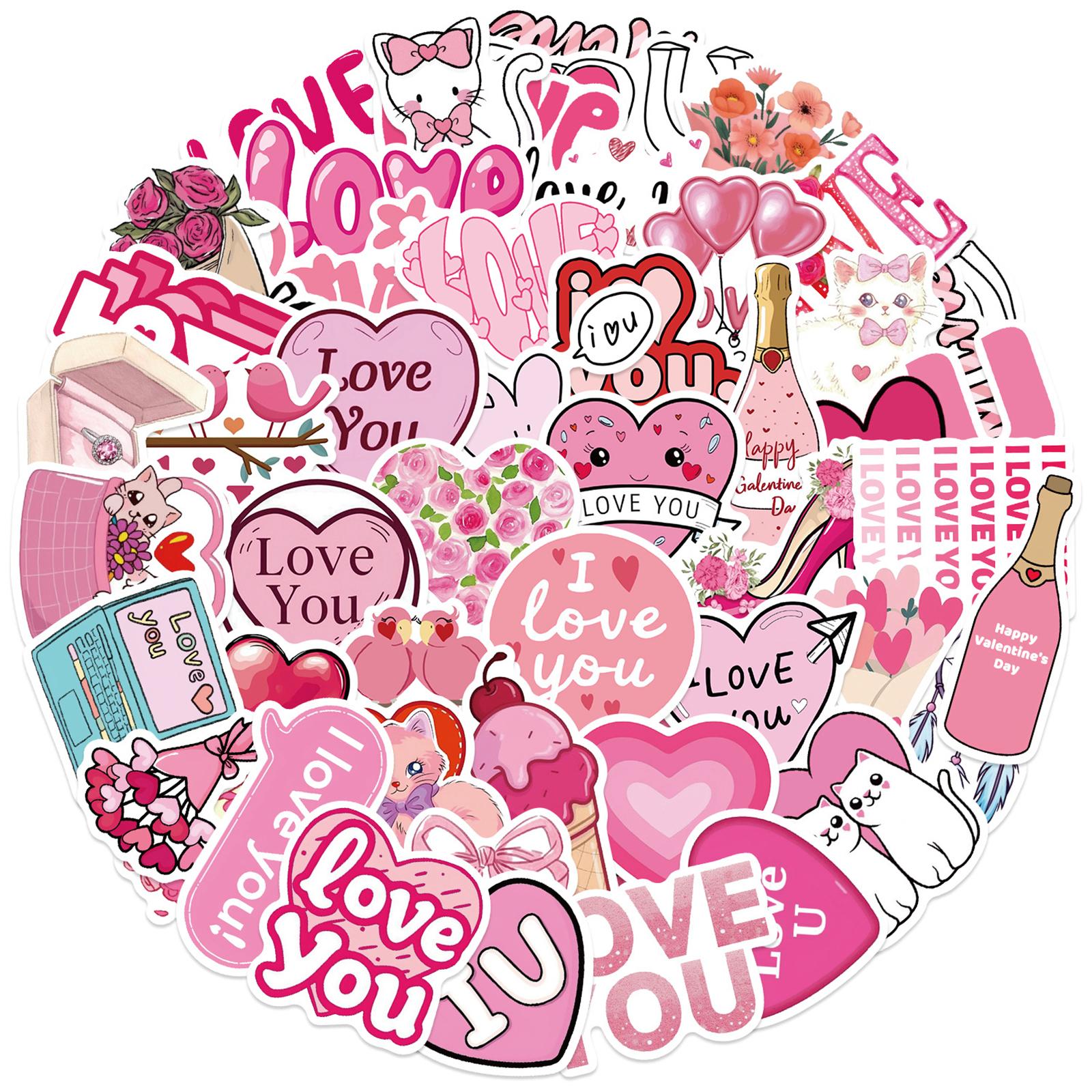 

50 штук наклеек на День святого Валентина для скрапбукинга, блокнота, журнала, чехла для телефона, багажа, сноуборда, детской награды