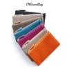 Women's Japanese Korean Style Multi-Card Cowhide ID Holder with Zipper Coin Purse
