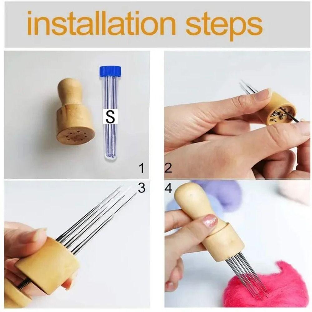34Pcs/Set Wooden Handle Felting Needles with Bottle Creative Wool Felting Needles Kit  for Beginners