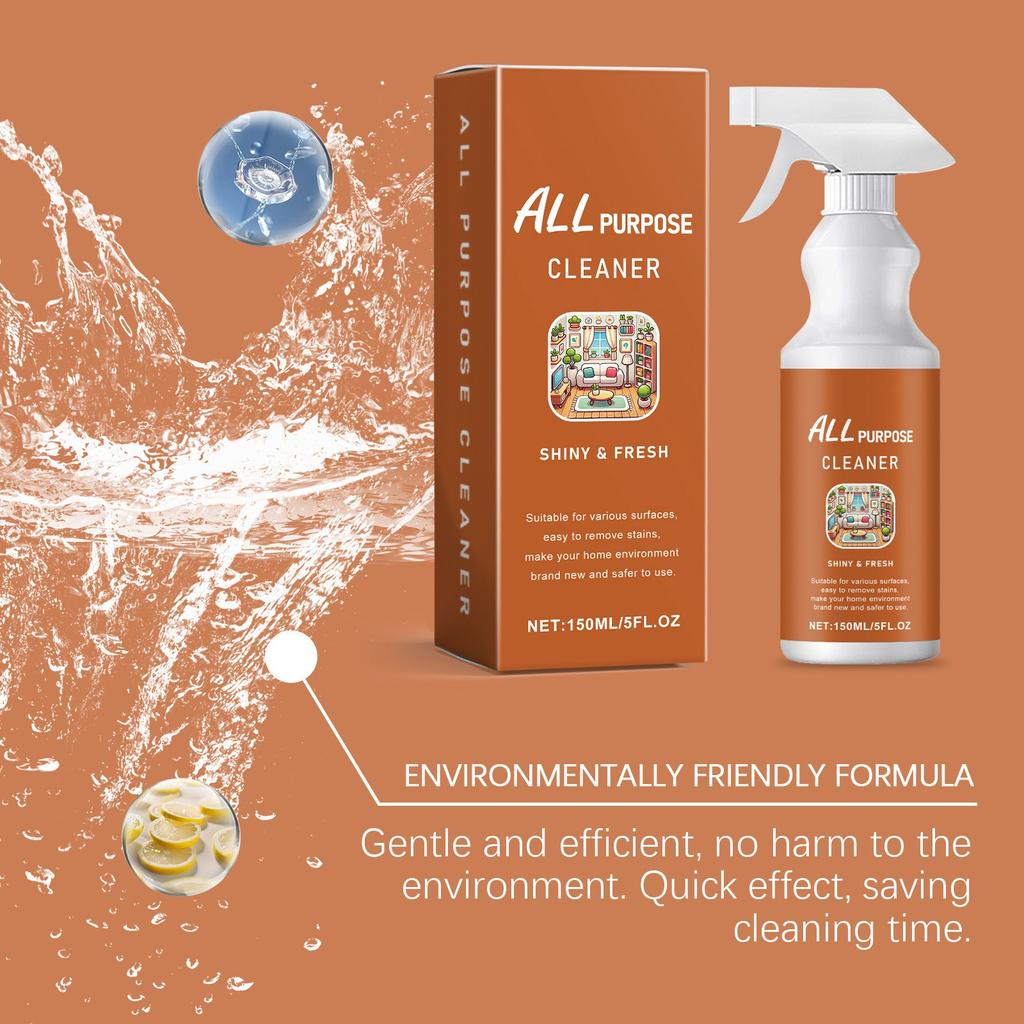 All-Purpose Cleaner Spray 150ml, Shiny & Fresh, Multi-Surface Use, Safe & Non-Toxic Formula for Home & Office