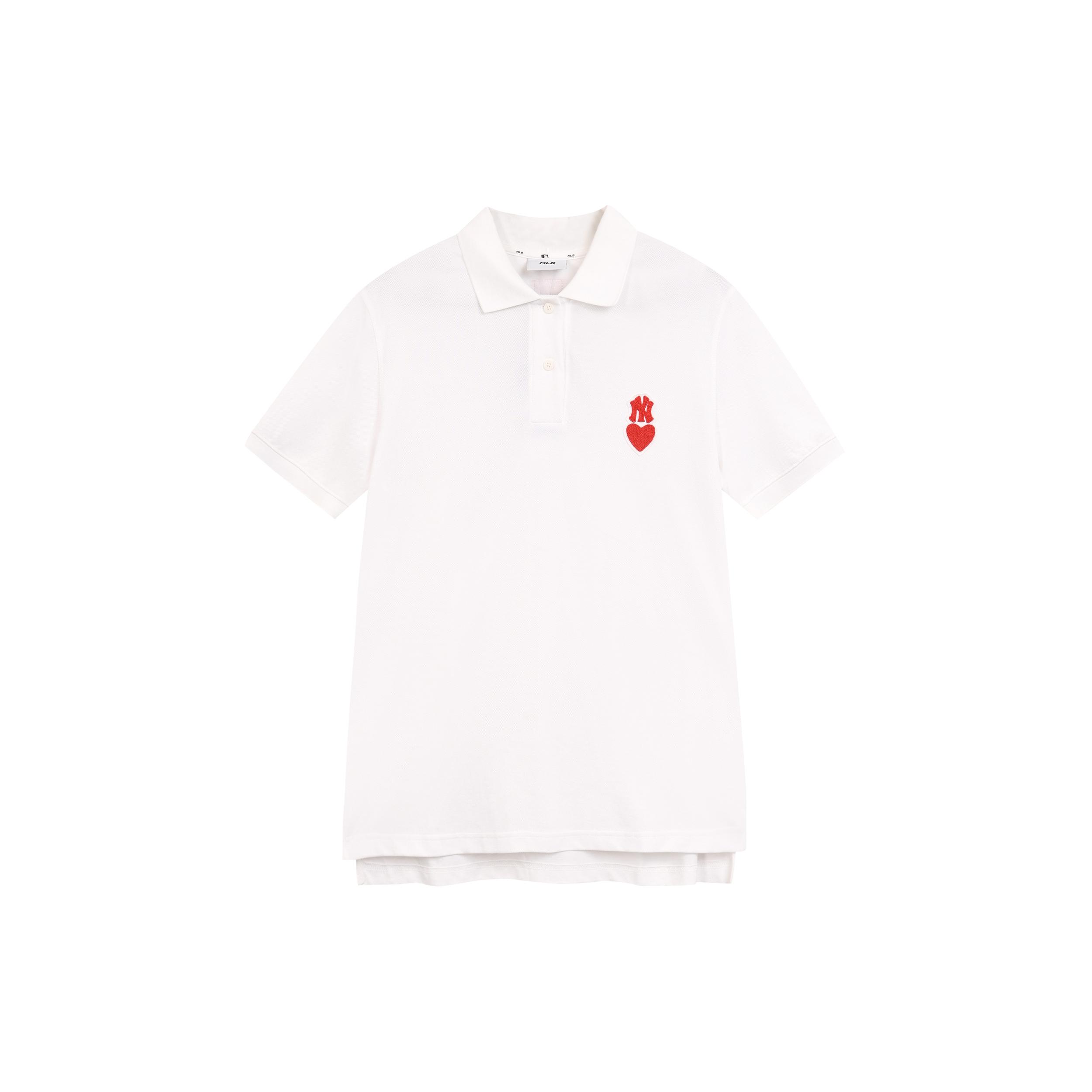 

New MLB Base Logo Polo Shirt Women s Ivory White 3FPQH2023-50IVS S