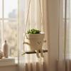 Decorative Swing Face Planter with Jute Ropes and Charming Character Pot for