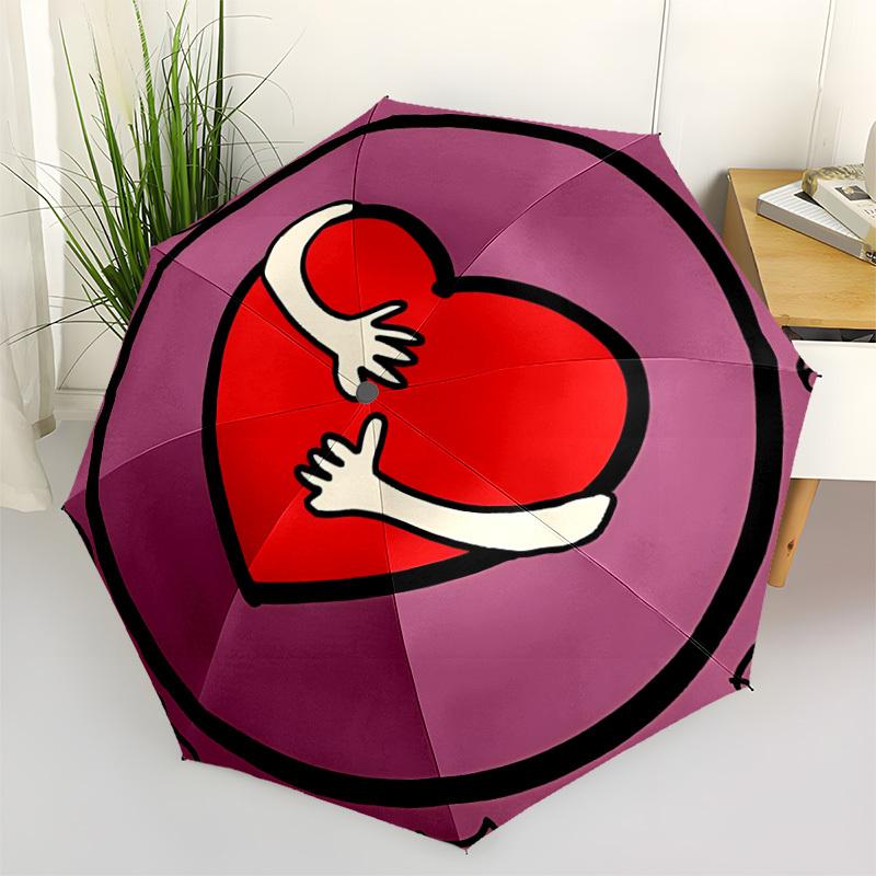 

1pc Heart Hug Automatic Open/Close Umbrella - Portable Collapsible Umbrella with 8-Rib Stability, Fashion Lovers yy251017162