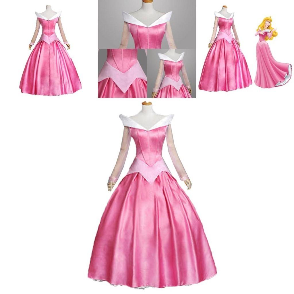 Elegant Lace-trimmed Sleeping Beauty Aurora Costume Dress For Women And Girls