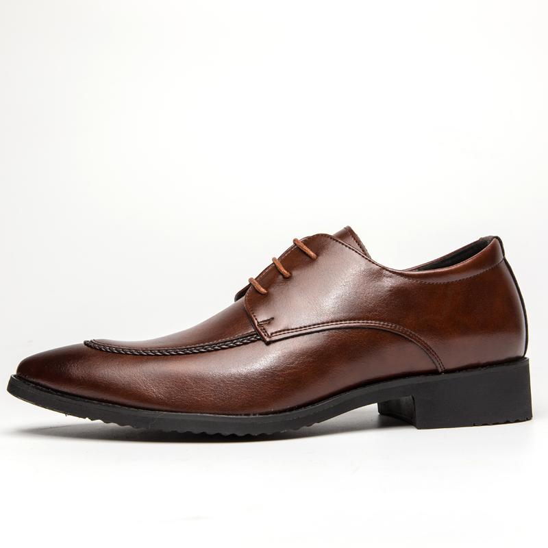 Men's Pointed Leather Shoes Business Dress Shoes Plus Size Derbies Leather Shoes