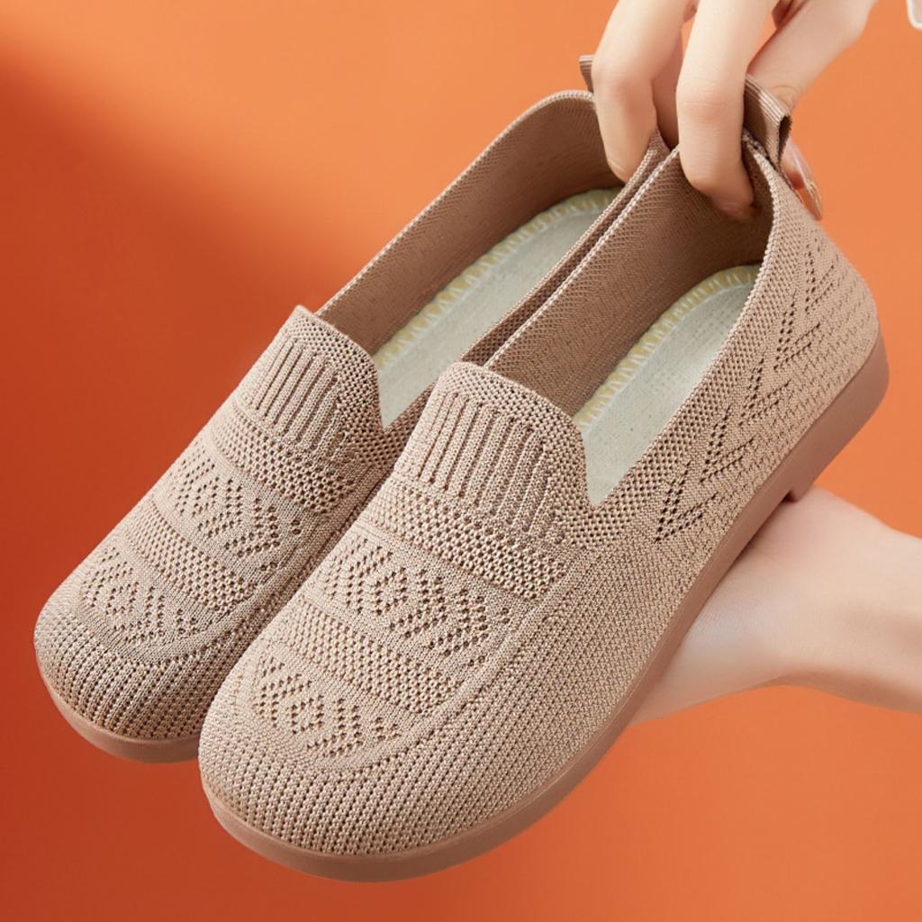 Summer Cloth Shoes, Women's Mesh Shoes, Breathable Flat Bottom, Lightweight, One Foot, Hollow Mesh Shoes