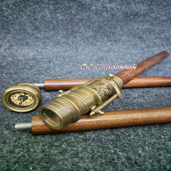 

Антикварная латунная трость-телескоп для ходьбы, латунная деревянная палка, складная, скрытая, шпионская M аэро