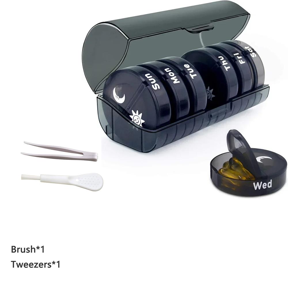 Wöchentliche 7-Tage-Pillenbox Medikamentenbox Halter Organizer Wöchentliche 14 Fächer Pillenaufbewahrungsbox für Medikamente Nahrungsergänzungsmittel Vitamine