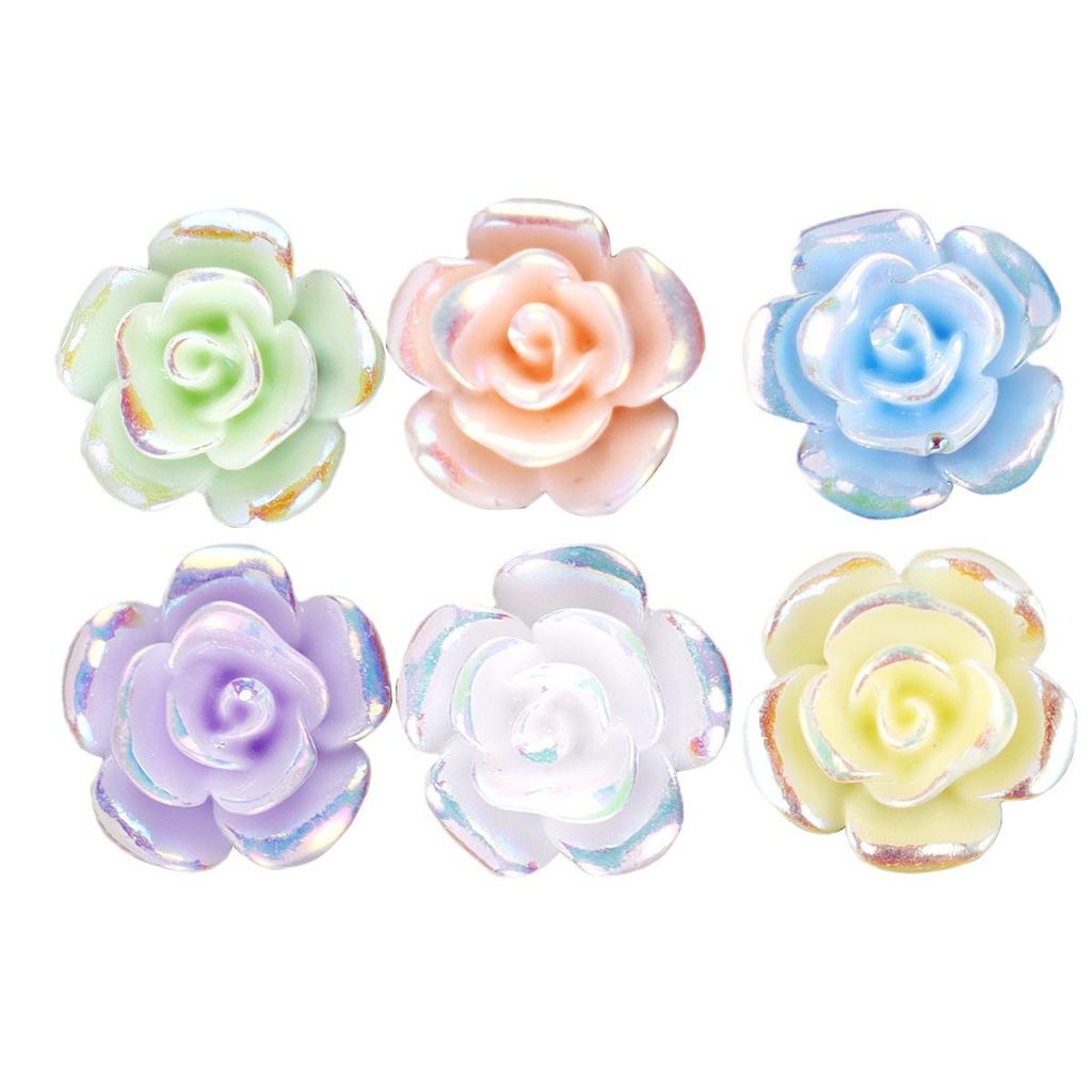 Nail Art Resin Camellia White Rose Ornament Nail Ice Transparent Three-Dimensional Light Changing Flower Accessories