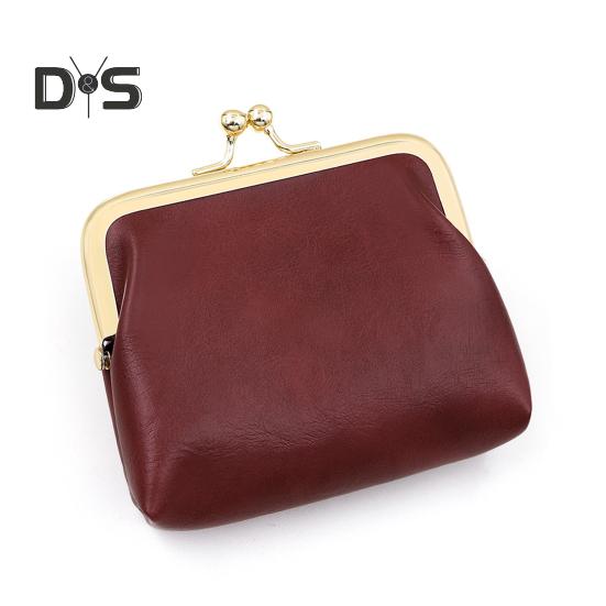 Mini Vintage Coin Purse Faux Leather Kiss Lock Change Pouch Portable Wallet Multi-purpose Keys Earphones Trinkets Lipstick Cosmetic Accessories