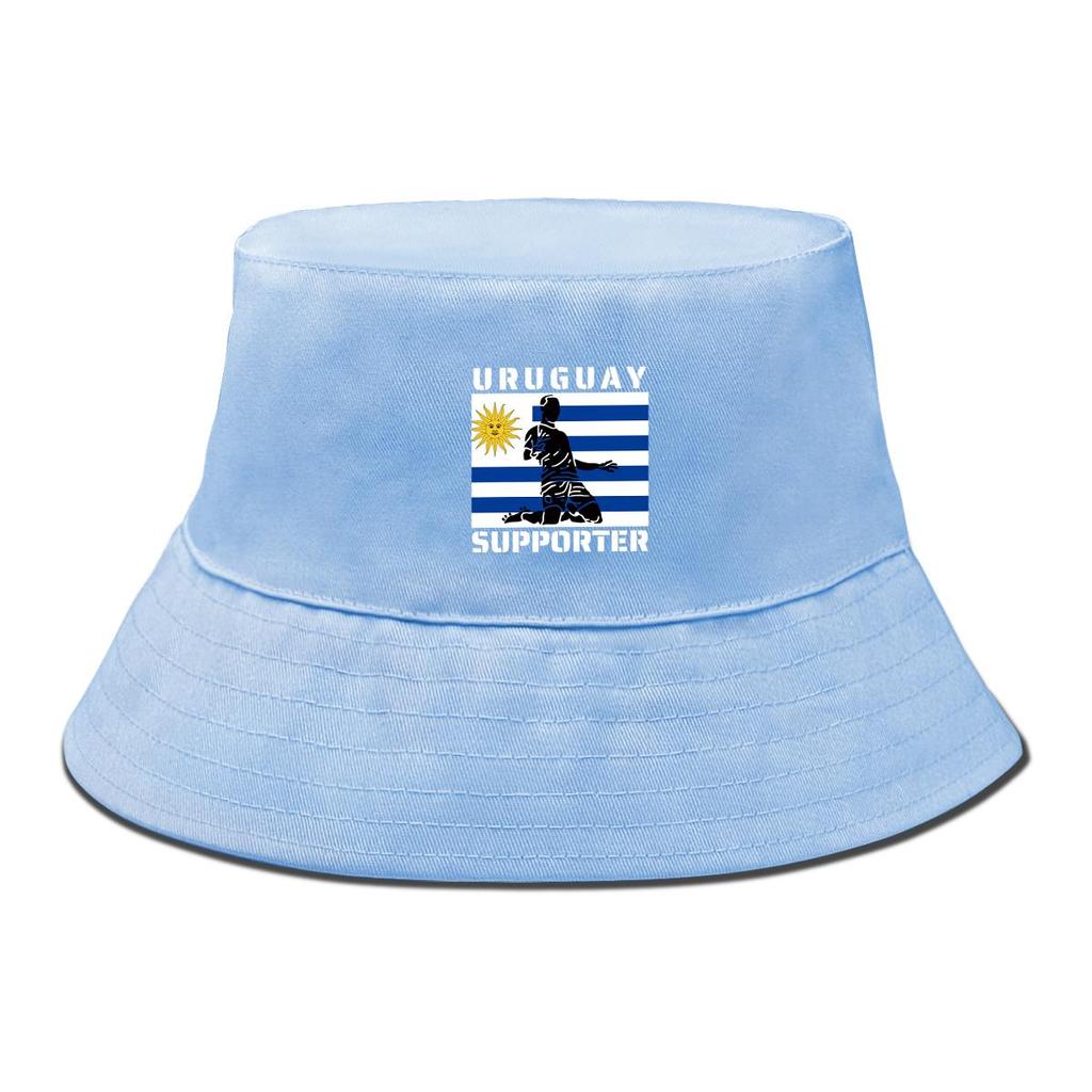 Bucket Hat With Uruguay Flag Football Print , Patriotic Sun Hat Simple Reversible Fit Beach Cap