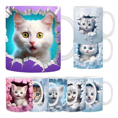 Adorable 3D Cat Pattern Ceramic Mug Cute Kitten Coffee Mug Smooth Tea Milk Cup Funny Christmas Birthday Gift For Cat Lovers