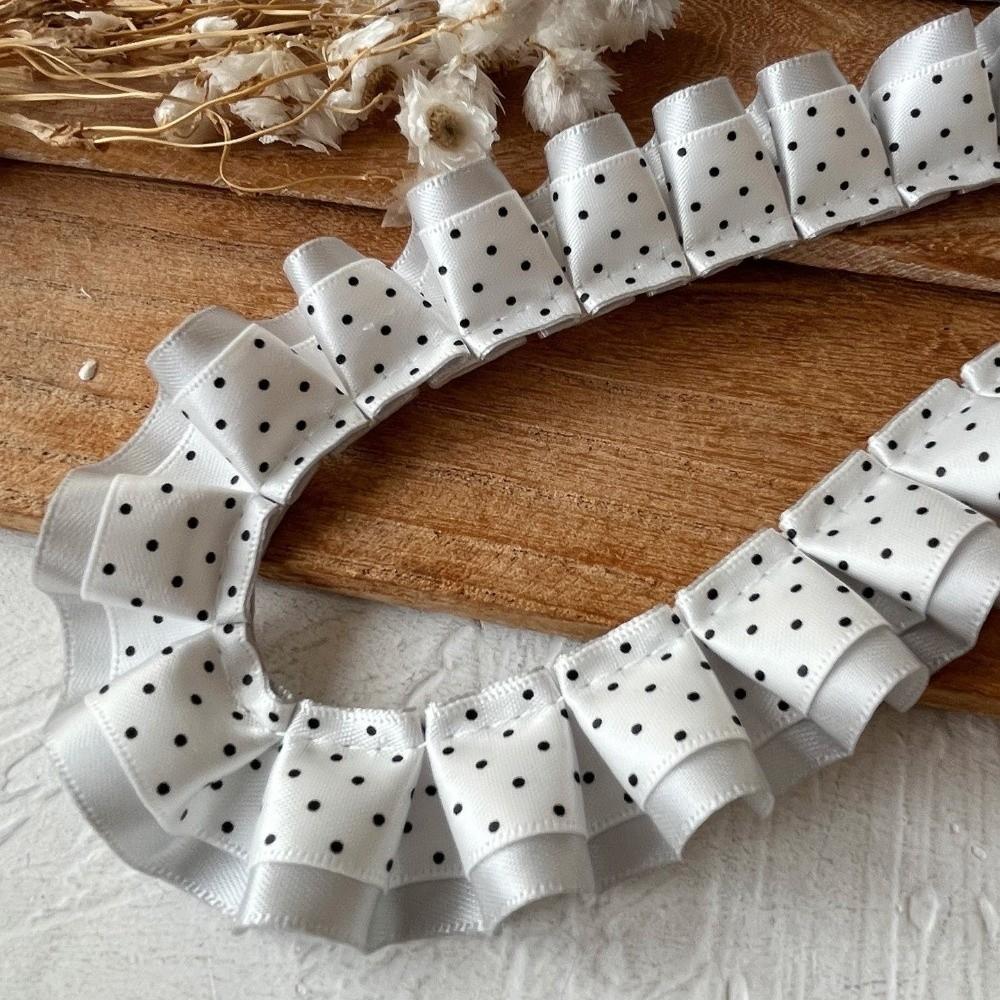 2M Pleated Ribbon Trim Ruffle Trim Collar Cuff Trim Lolita Dress Ribbon Needlework Crafts DIY Double Layer Lace Ribbon