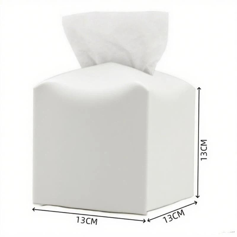 Square PU Leather Tissue Box Holder Modern Decorative Waterproof Organizer for Home End Table Office Countertop Car RV