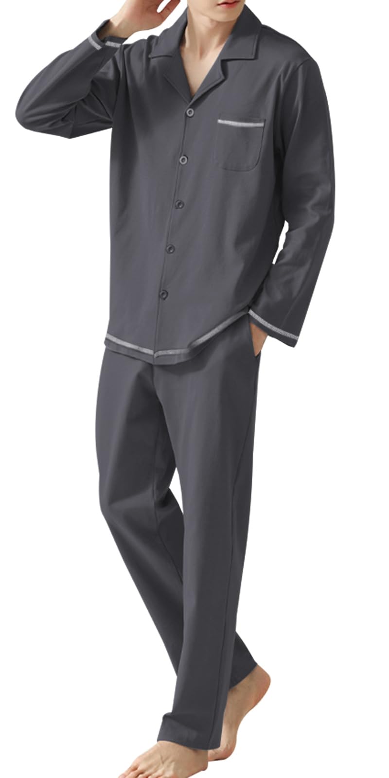 

Bellislove Длинные Свободные Идеально для Больничной Одежды или Домашней Одежды Мужская Пижама, Рукав, Тонкая, С Открытой Передней Частью, Посадка, Дышащая, Удобная, Простая, Мягкая,