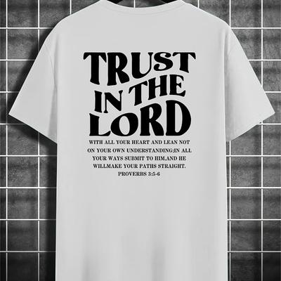 Religious Text Print T-Shirt Breathable Cool, Comfortable Wear,Daily Casua