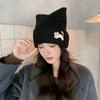 Retro Soft Cat's Ears Knitted Hat Elastic Korean Style Knitted Beanies Wool Embroidered Cat Woolen Hat Women