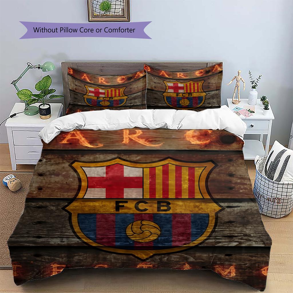 Povlečení s motivem FC Barcelona Domácí dekorace Narozeninový dárek (1 * povlak na přikrývku + 2 * povlak na polštář, bez výplně)