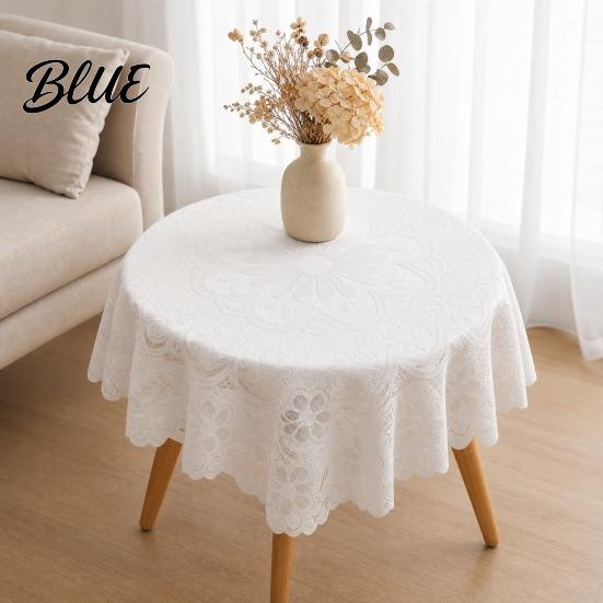 Square Lace Tablecloth Small Non-shrinking Scalloped Tablecloth White Floral Doily Vintage Style Table Cover for Coffee Side Tea Party