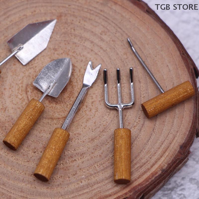 6PCS 1:12 Simulation Gardening Multi Tool Miniature Dollhouse Kids Cleaning Toys Mini Farming Tools Set