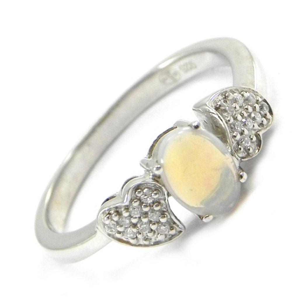 Silver Ring 'Goddess Opal' White Silver (rhodium) - 18x7 Mm