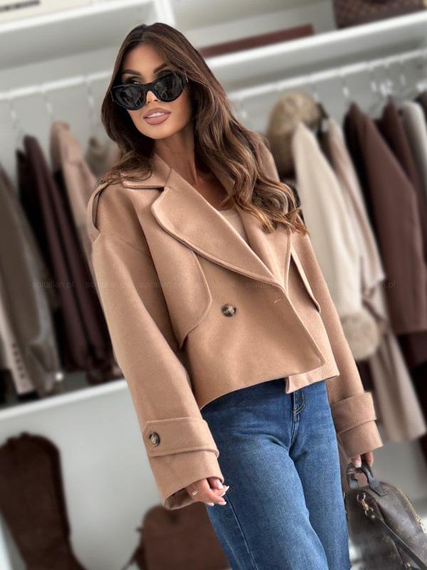 Podzimní/Zimní Jednobarevný Ležérní Vlněný Kabát s Dlouhým Rukávem