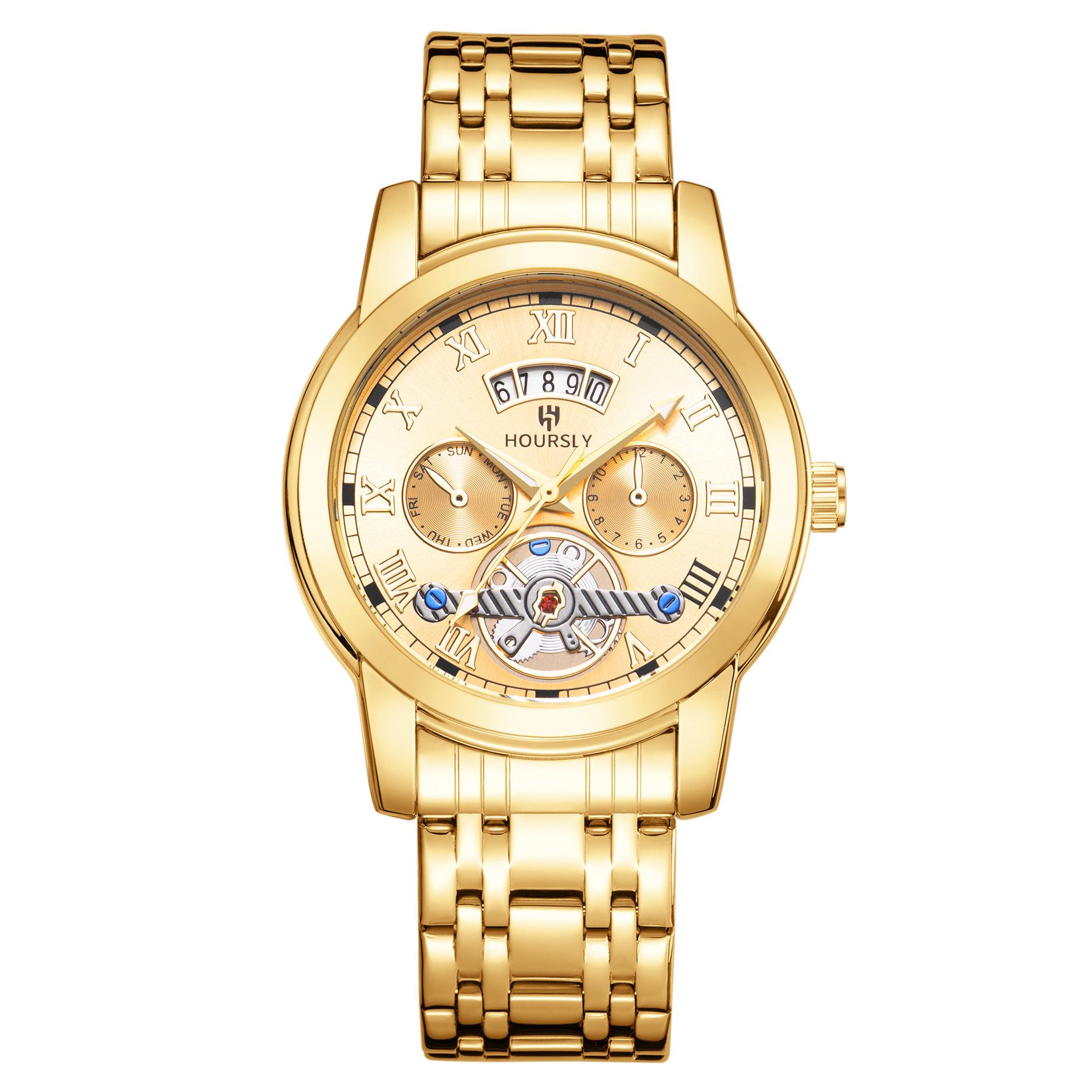 Fashion Men S Watch, Simple Atmospheric Tourbillon Quartz Watch Fashion Business Steel Belt Watch