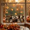 Squirrel Hedgehog Decals 2PCS Static Window Sticker, And Printed, Autumn Forest Clings Theme Waterproof PVC Decal, for Glass Doors Windows Fall