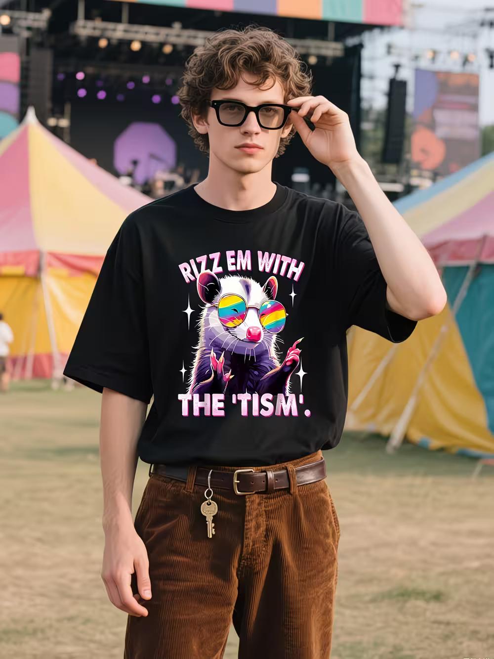 

Humorous Autism Rizz with The Tism Meme Autistic Raccoon T-Shirt XXXL