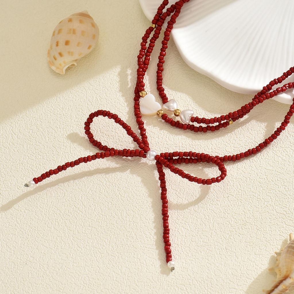 Handcrafted Butterfly Bow Pearl Necklace For Women Summer Fashion Accessory