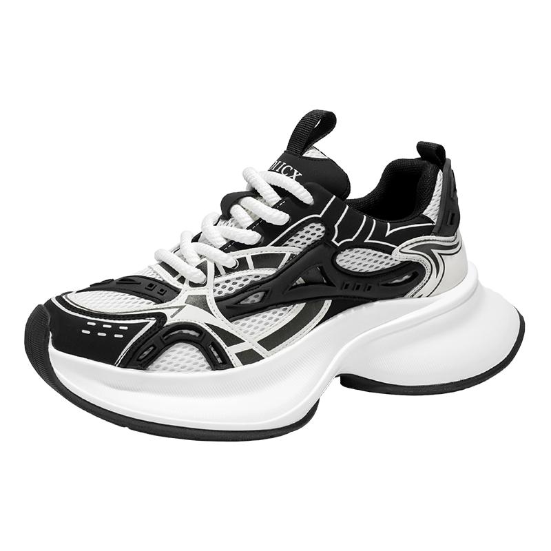 Fashion 2025 Spring Summer New Mesh Dad Shoes for men Thick Sole Height Increasing Breathable Versatile Casual Sports Campus White Snea