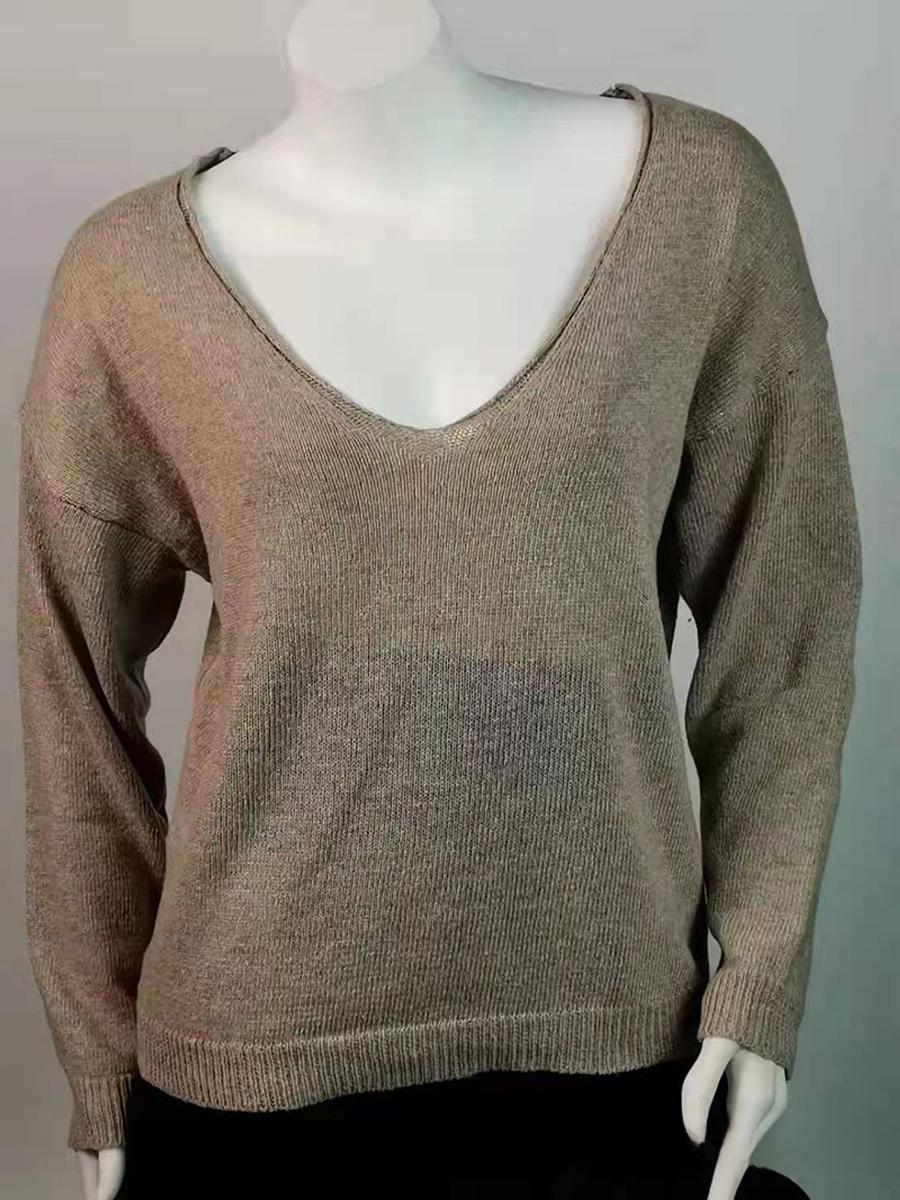 

Sweater Autumn V-Neck Long Sleeve Knit Casual Fashion Women s Sweater Women s Clothing XXL хакі