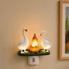 Goose Campfire Night Light, 3D Small Electric Faux Flame Flicker Light, Battery Operated Bedside Light for Nursery, Dorm Decor