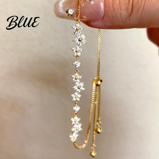 Cubic Zirconia Bracelet Flower Bracelet Adjustable Pull-Out Design Pull-out Slim