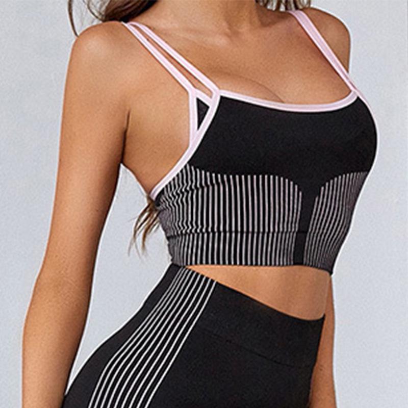 European & American Seamless Yoga Set: Elastic Vest & High Waist Hip-Lifting Long Pants