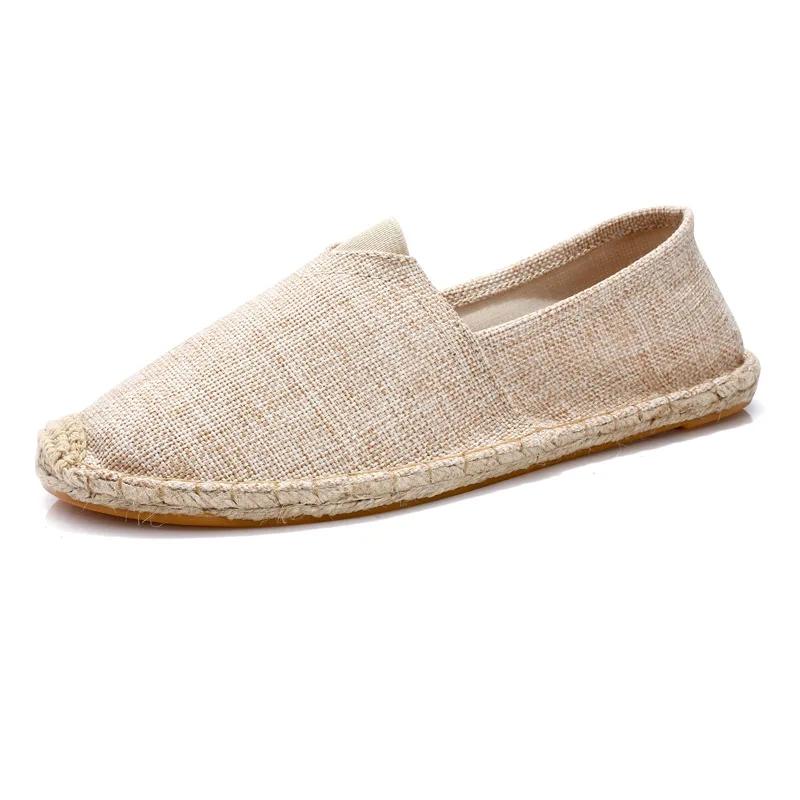 Pánské espadrilky, pánské patchworkové nazouvací letní boty, pánské mokasíny, prodyšné plátěné pánské boty, jutové zabalené dámské boty, unisex boty