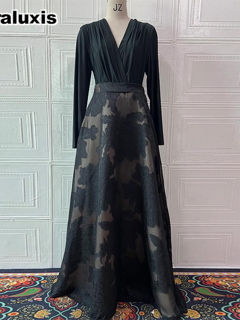 Autumn New Printed Fashion Waist Slimming Women's Long Sleeve Half Body Skirt Two Piece Set