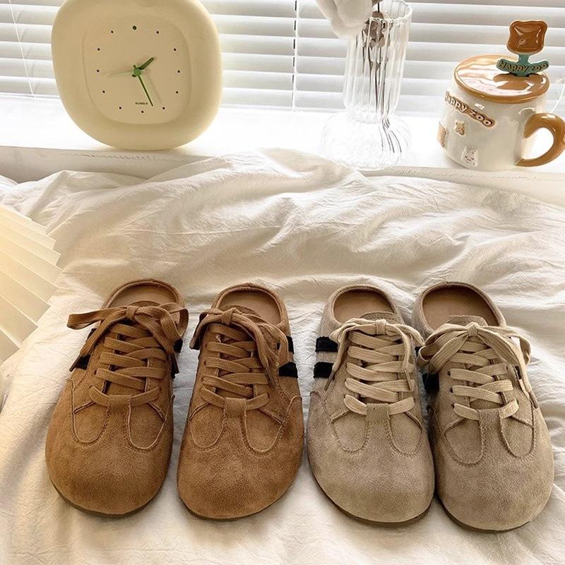 New Summer Retro Comfortable Bag Head Half Slippers Thin Thick-soled Non-slip Heel Lazy Shoes