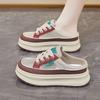 2025 Summer Half Tray White Shoes New Korean Version Ins Female Students Platform Mesh Casual Low-top Lace-up Slippers