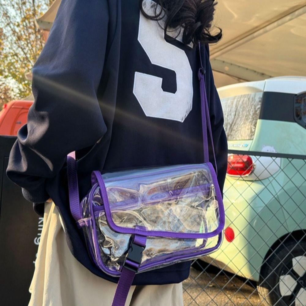 Zipper Shoulder Bag PVC Tote Handbag Trendy Crossbody Bag Travel