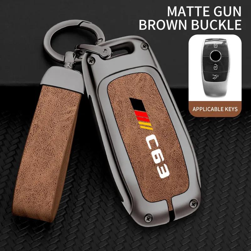Car TPU Zinc Alloy Key Case Bag For Mercedes Benz AMG C63 Logo Car Key Chain Car Metal Key Shell Interior Decoration Accessories